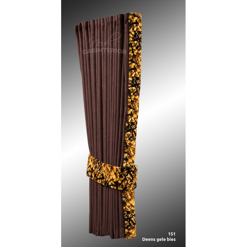 RIDEAUX LATERAUX HOLLANDAIS CHOCOLAT AVEC BORDURE TISSU DANOIS JAUNE RIDEAUX LATERAUX HOLLANDAIS CHOCOLAT AVEC BORDURE TISSU DANOIS JAUNE