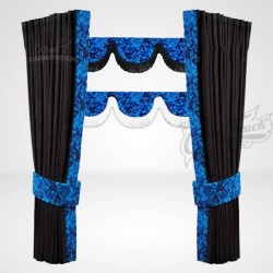 Pack Rideaux noirs et Frange Noah's Cabinterior en Tissu Danois bleu avec 60 crochets