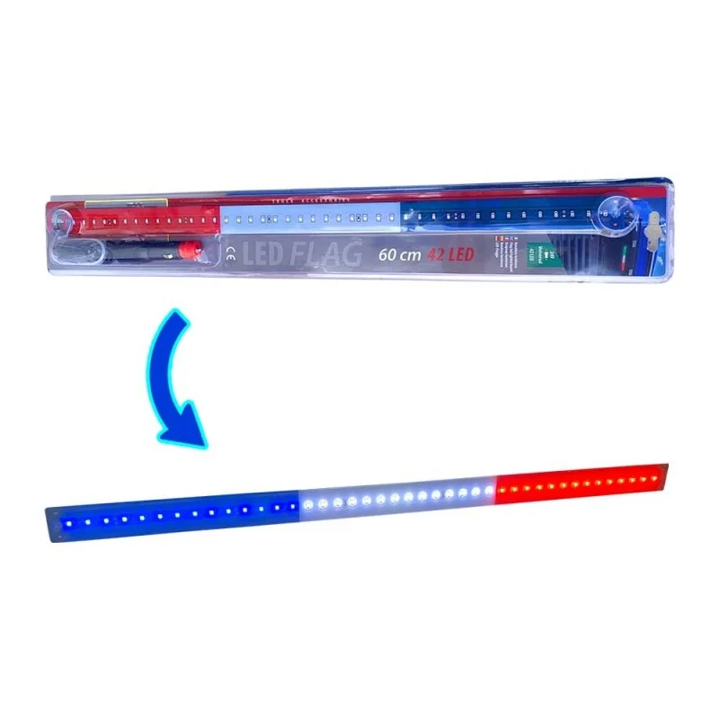 Bande lumineuse 45 LED France 24 volts 60cm éclairage Bleu Blanc Rouge