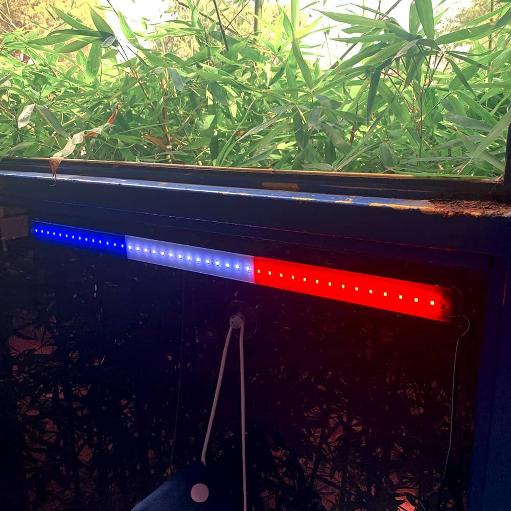 Eclairage LED bleu / blanc / rouge vélo (France, police, ambulance)