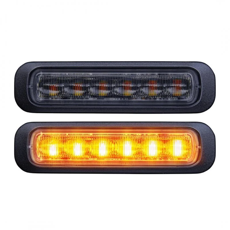 Feu Flash orange 6 LED 12-24 volts lentille sombre Dark Knight