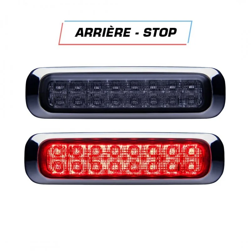 Feu rouge arrière et Stop 16 LED 12-24 volts Dark Knight