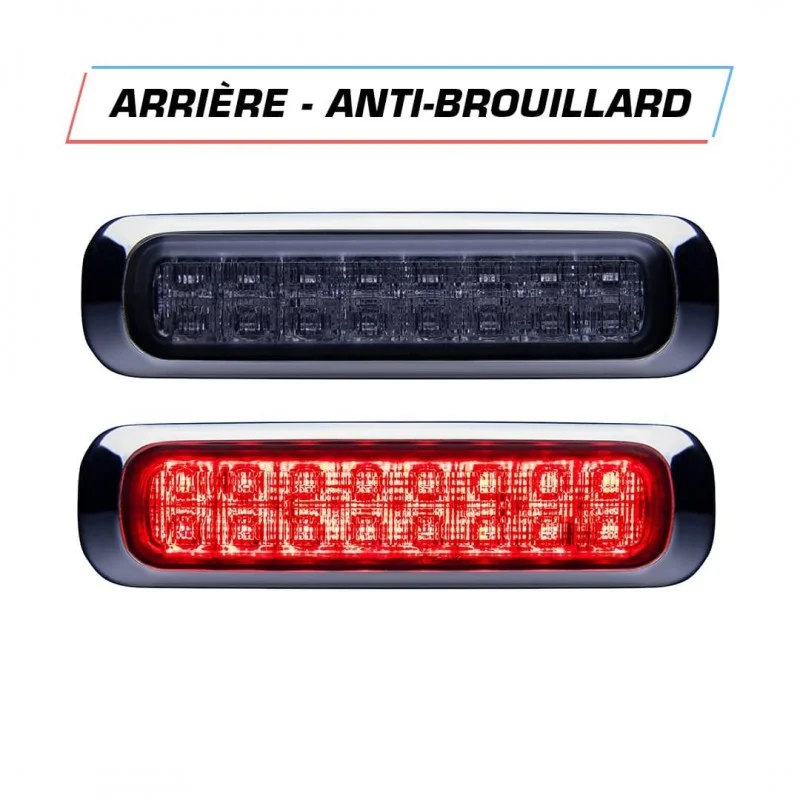 Feu arrière anti-brouillard rouge 16 LED 12-24 volts Dark Knight