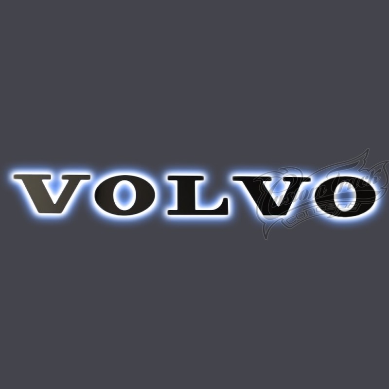 Logo inox Volvo lumineux LED pour calandre 24V blanc ou orange