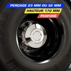 Cache-Moyeu arrière de Camion inox Perforé Hauteur 170 mm et Perçage 23 mm ou 32 mm