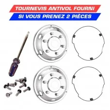 Enjoliveur avant Camion 17,5 inox Custom avec vis et anneau de montage lock ring