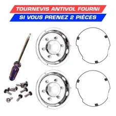 Enjoliveur arrière Camion 17,5 inox Custom semi-profond avec vis et anneau de montage lock ring