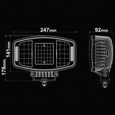 Dimensions Phare longue portée Camion Ledson Gen 2 Orion 10 Plus Full LED blanc orange 100 Watts