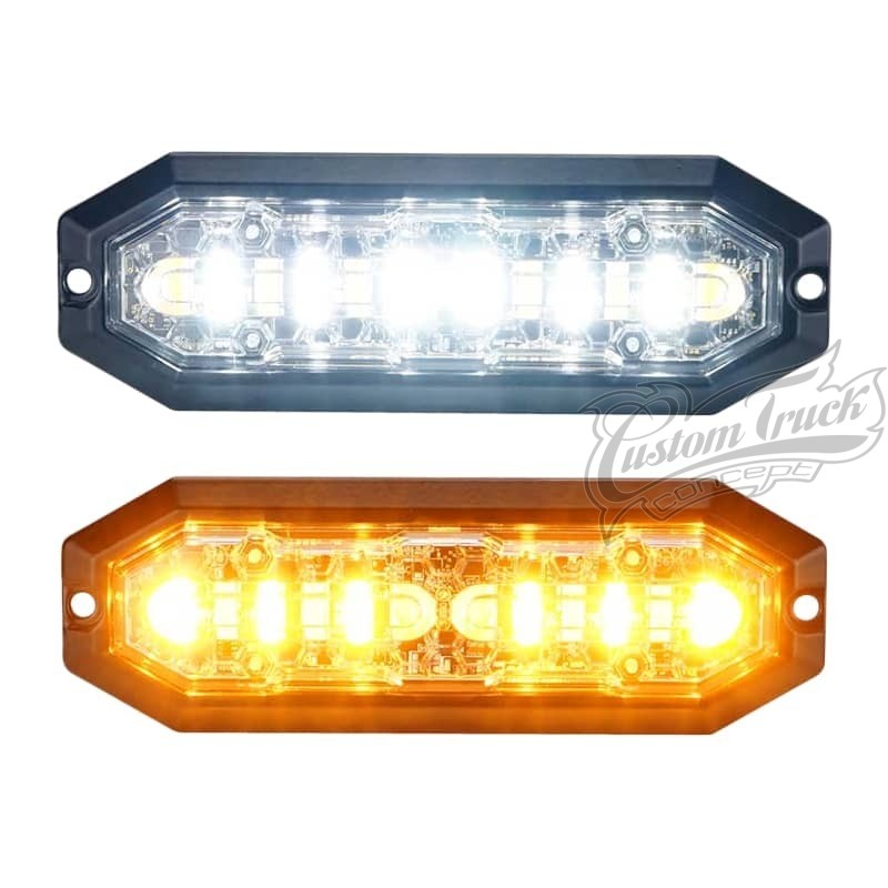 Feu Flash 12 LEDs à éclats12-24 volts extra plat orange et blanc