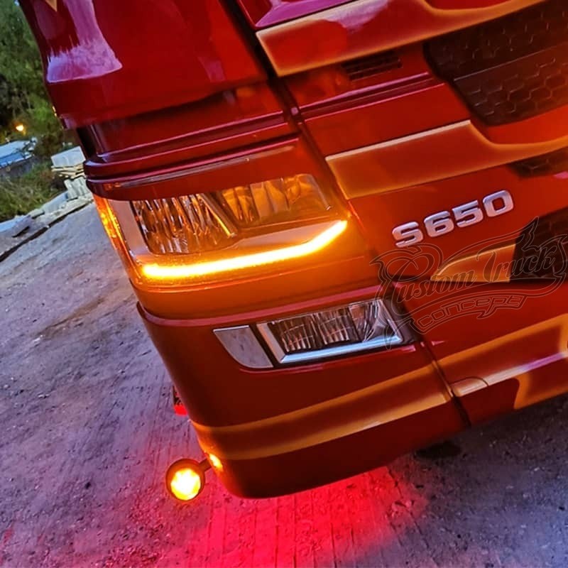 Feu de position LED pour pare-soleil Scania 2016+ en orange et blanc