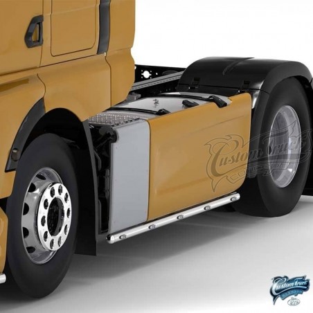 Rampe inox sous carénages compatible Camion M-N TGX 2020 option LEDS empattement 3600mm