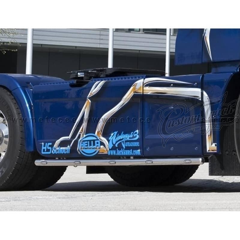 Rampes inox sous carénages compatibles Camion M-N TGX Euro 6 avec Leds empattement 3600mm