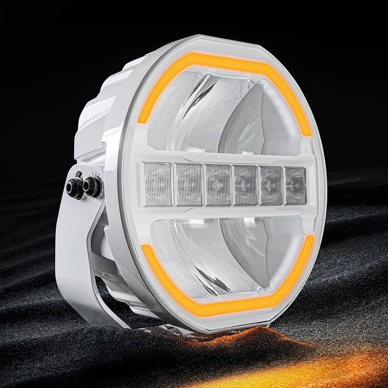 CO LIGHT Phare De Travail LED Rond 9 Pouces 140W 34000LM Phare Longue Portée LED Hexagonal Anneau Angel Blanc Ambre Lumière Accueil E9 IP68 Compatible Voiture Camion Bateau Tracteur 2PC