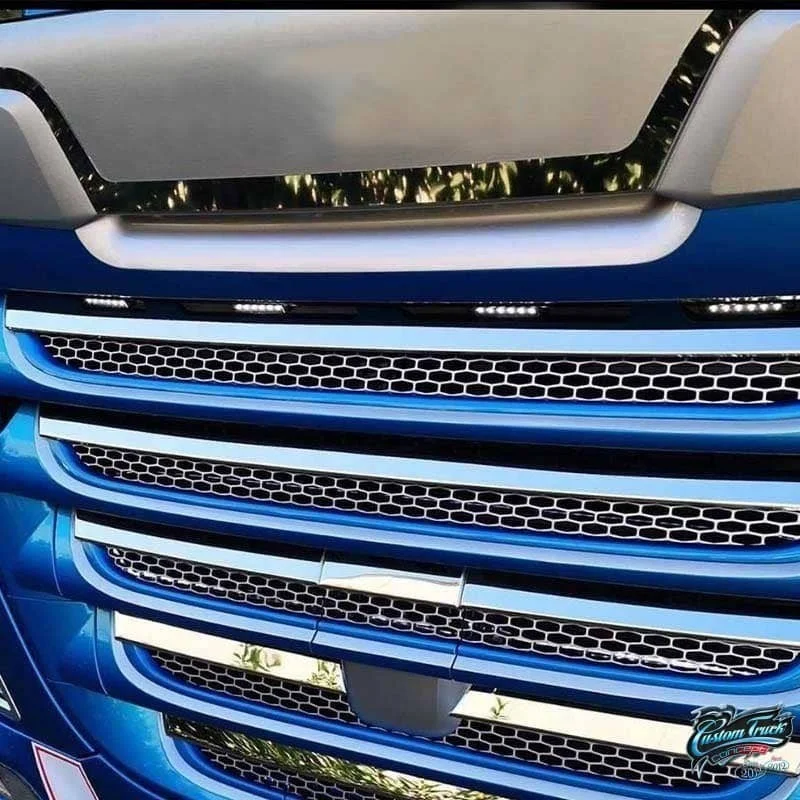 Baguettes inox sur grille de calandre Daf XF 106