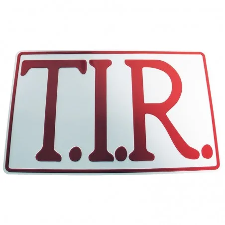 Plaque de camion TIR Transit International Routier blanche et marquage rouge 40 x 25cm