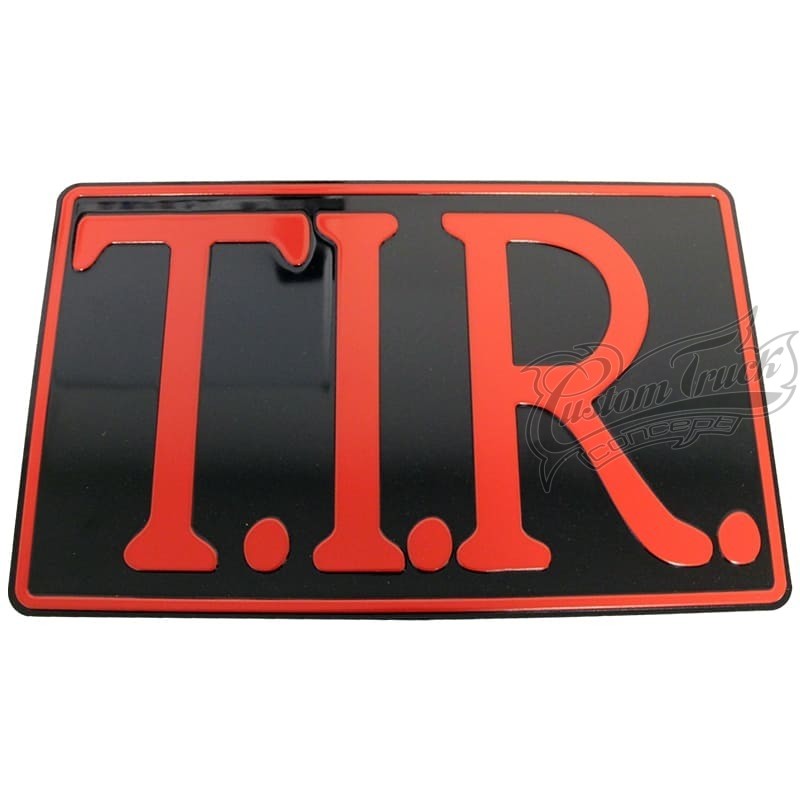Plaque de camion TIR Transit International Routier noire et marquage rouge 40 x 25cm