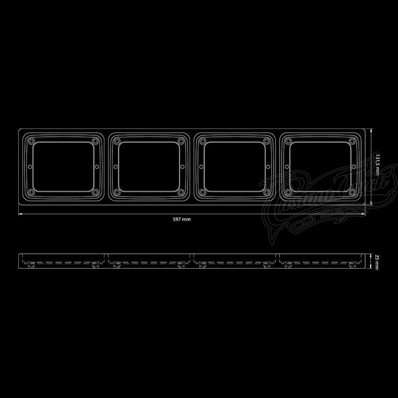 Dimensions 4 Supports de Feux arrières Strands IZE LED pour Camion