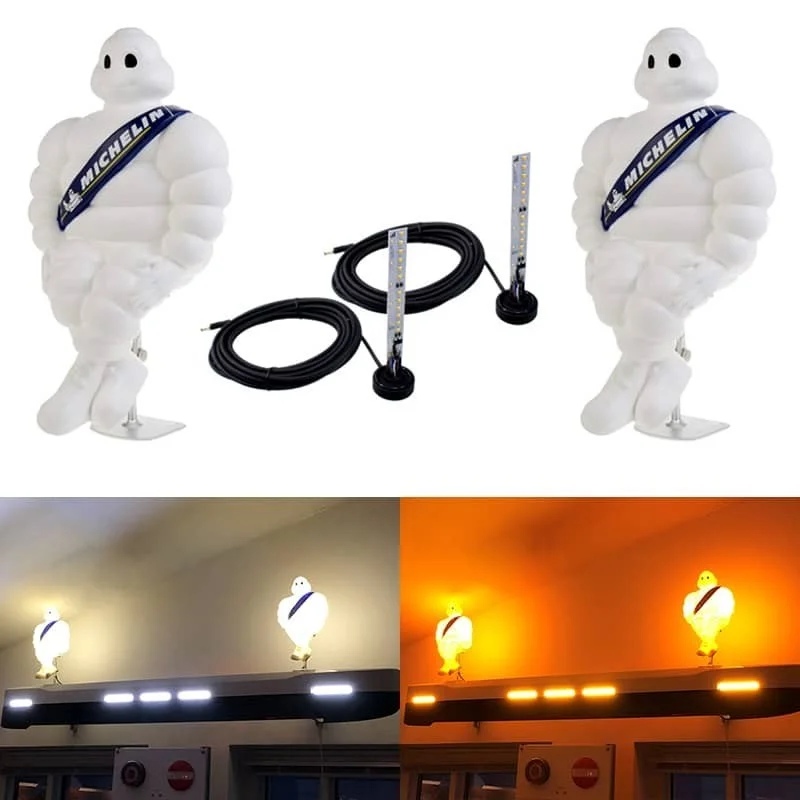 Pack 2 Bonhommes Bibendum Michelin 40cm avec modules LED Feux de position pour rétroéclairage