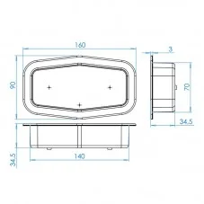 Dimensions support pour Feu Double Ampoule à encastrer profondeur 32mm