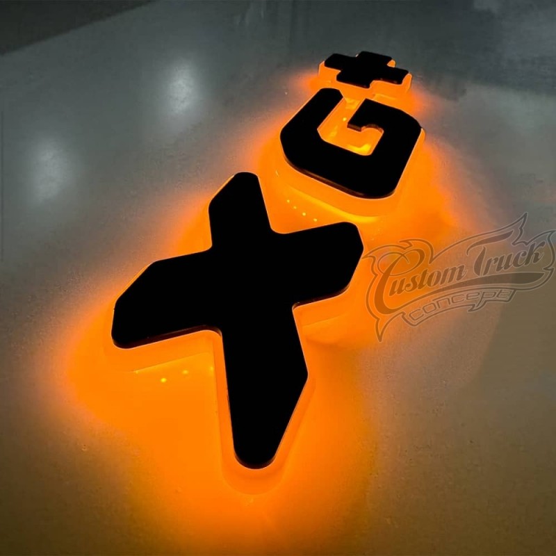 Equipement Deux Logos 3D noirs LED orange pour DAF XG+ éclairage compatible