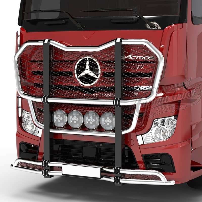 Pare buffle de camion Mercedes Actros Gigaspace en inox - Accessoire compatible