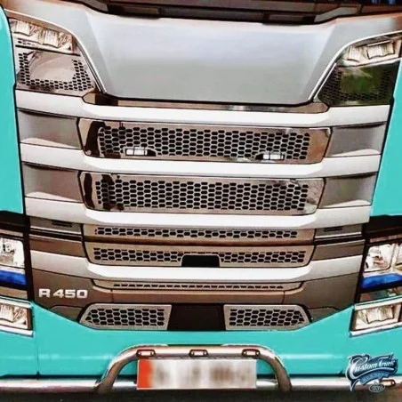 Grille calandre inox sans veilleuses Scania R New Generation 2017 et plus