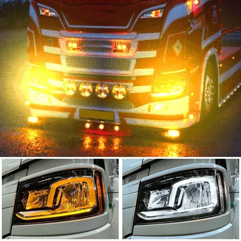 Modules LED pour Feux de Route Scania Next Generation Blanc / Orange option Flash - Compatibles