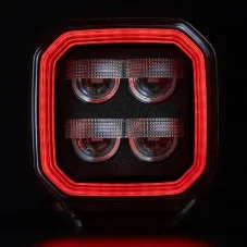 Vue de face du Phare de Travail LEDs Rouge 10-48V FOR9T No-Glare 78W