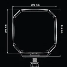 Dimensions de la face du Phare de Travail LEDs Orange / Rouge 10-48V FOR9T No-Glare 78W