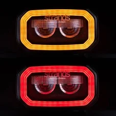 Vue de face du Phare de Travail LEDs Orange / Rouge 10-48V FOR9T No-Glare 31W Strands