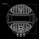 Dimensions de l'arrière du Phare longue portée LEDs Orange / Blanc 9 pouces 10-48V FOR9T Dragon Drive