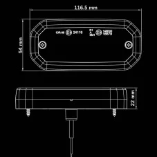 Dimensions du Feu latéral LEDs Orange 10-40V FOR9T Scale Strands