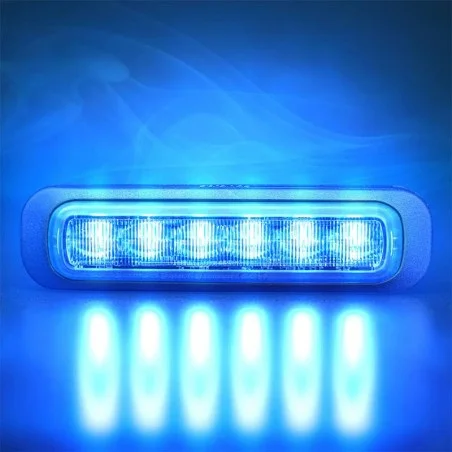 Feu flash 6 LEDs Bleu lentille teintée 12-24V Dark Knight Strands