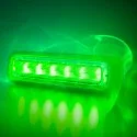 Vue de côté du Feu flash 6 LEDs vert lentille teintée 12-24V Dark Knight Strands