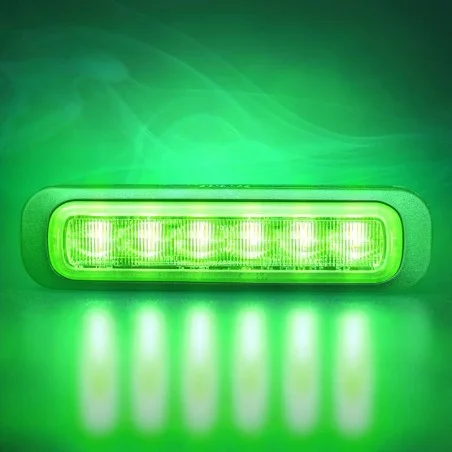 Feu flash 6 LEDs Vert lentille teintée 12-24V Dark Knight Strands