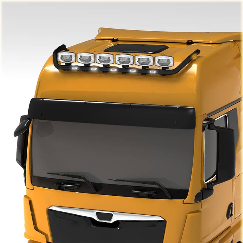 Rampe de Toit Leds noire compatible MAN TGX 2020 Cabine GX et GM précâblée 6 sorties de phares