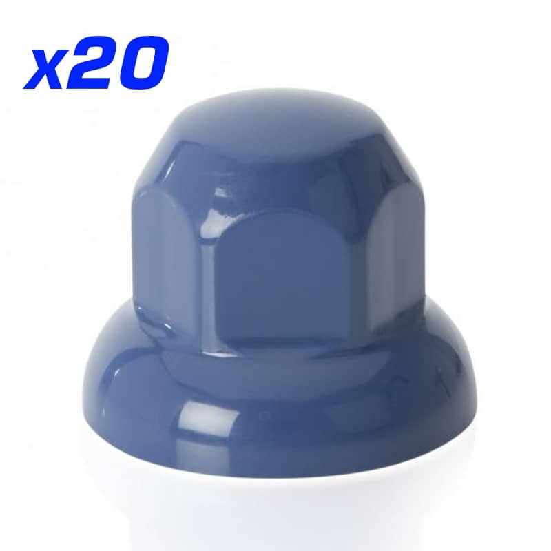 Cache écrou plastique bleu x20 diamètre 32 ou 33 mm