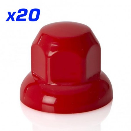 Cache écrou plastique rouge x20 diamètre 32 ou 33 mm