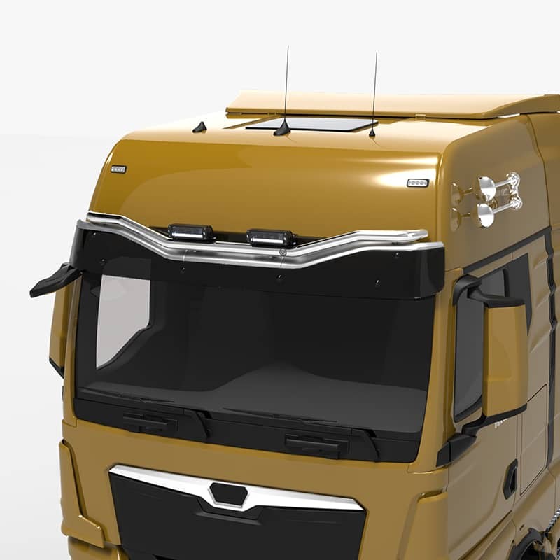 Rampe de visière compatible MAN TGX dès 2020 en inox poli