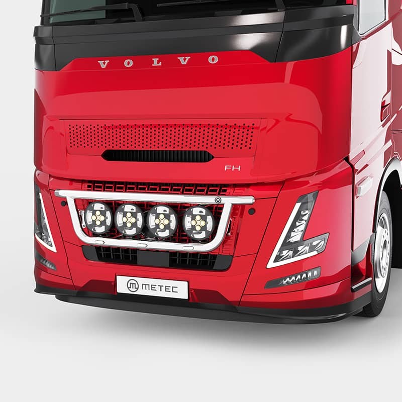 Rampe de calandre Volvo FH Aero 2024 avec LEDs en inox modèle 1 - Compatible