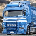 Visière type 143 pour camion bleu Scania 4 / R1 / R2 / R3 Streamline Topline avec découpe pour 5 feux - Compatible