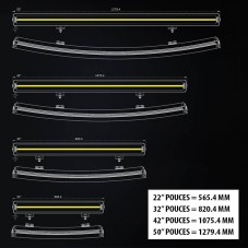 Tailles des Barres Led Siberia XP DRC 10-32V double rangée incurvée