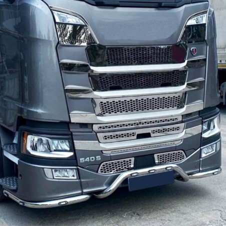 Rampe Leds inox sous pare choc Scania Next Generation en 3 parties - Compatible