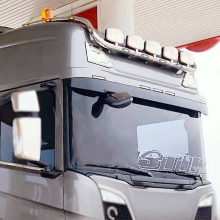 Rampe de toit Leds Scania Next Generation Semi Hydra inox pour 5 supports de Phares - Compatible