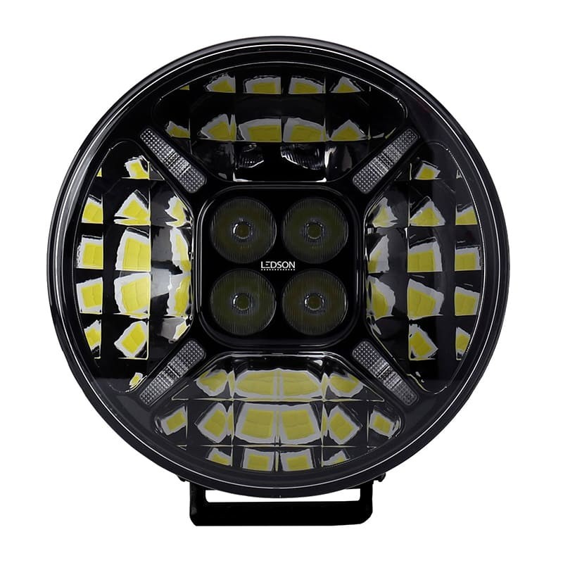 Phare LED Longue Portée 80W 9100LM - 12V/24V - Avec Feu Position Orange - Camion 4x4