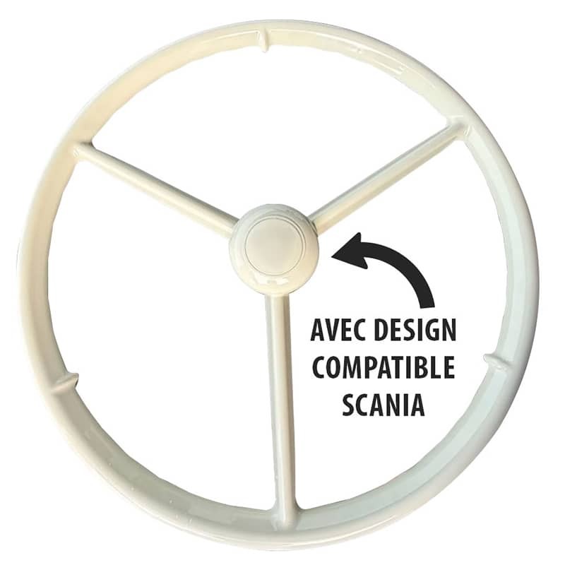 Pack Volant 3 branches 53 cm blanc et Moyeu Scania Next Generation / Série R ancienne Génération - Compatible Pack Volant 3 branches 53 cm blanc et Moyeu Scania Next Generation / Série R ancienne Génération - Compatible