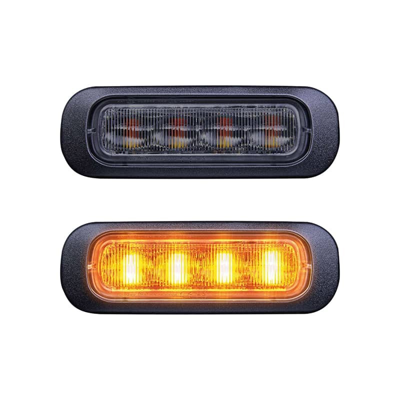 Feu Flash orange 3 LED 12-24 volts lentille claire Dark...