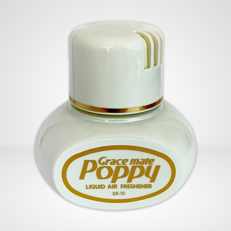 Désodorisant Poppy Original 150 Ml – 11 Parfums (jasmin, Vanille, Cerise…) – Flacon Verre – Durée ~4 Mois – Support Adhésif – Pour Maison, Voiture, Bureau