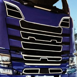 Habillages inox grille calandre Scania S500 sans veilleuses