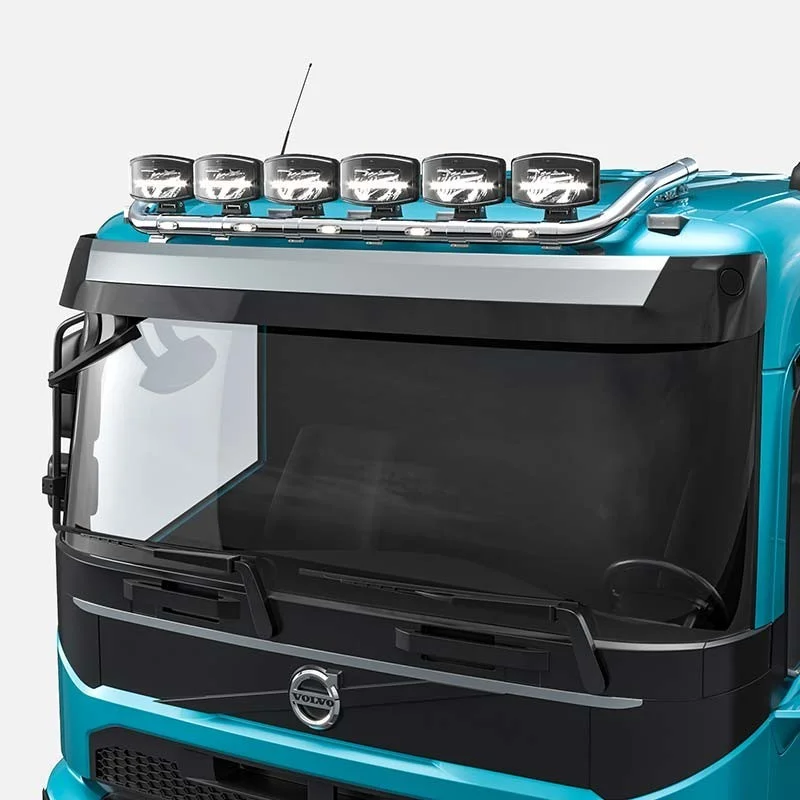 Rampe de toit inox Volvo FH4 et FM 2014-2020 Cabine basse pré-câblée 6 sorties et option LEDS